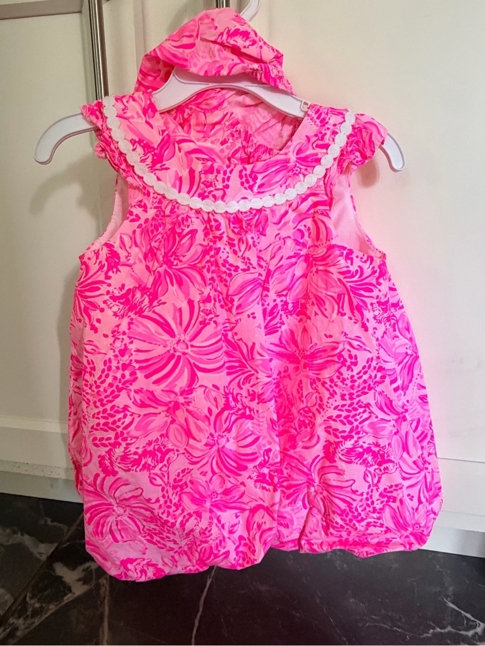 Lilly Pulitzer Pink Floral Bubble Dress with Hat